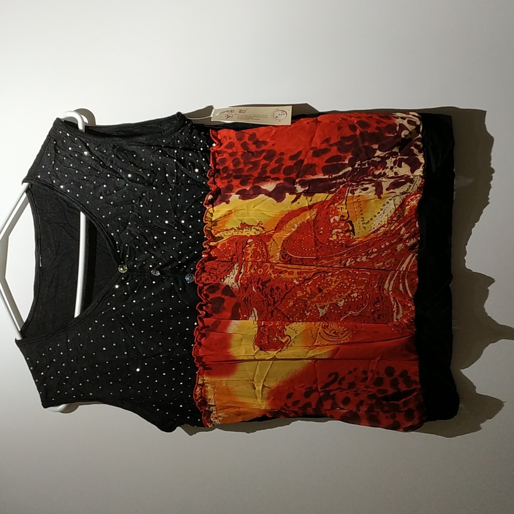 Women's BNWT sequin beads sleeveless animal print top size M